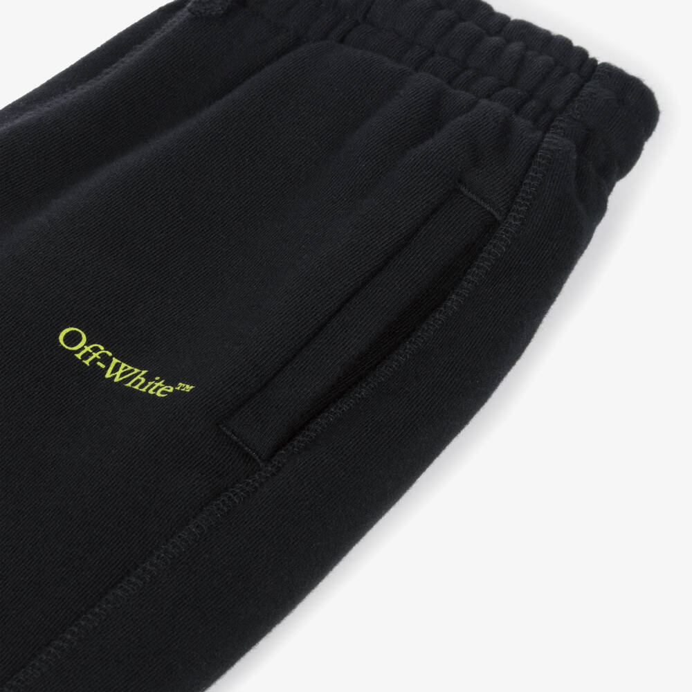 Off-White-Boys Cotton Black Logo Joggers | Childrensalon Outlet