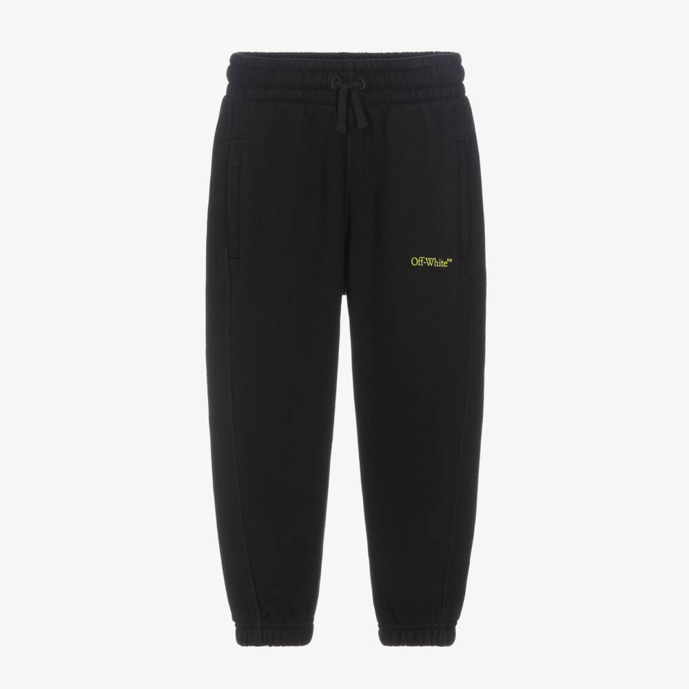 Off-White-Boys Cotton Black Logo Joggers | Childrensalon Outlet