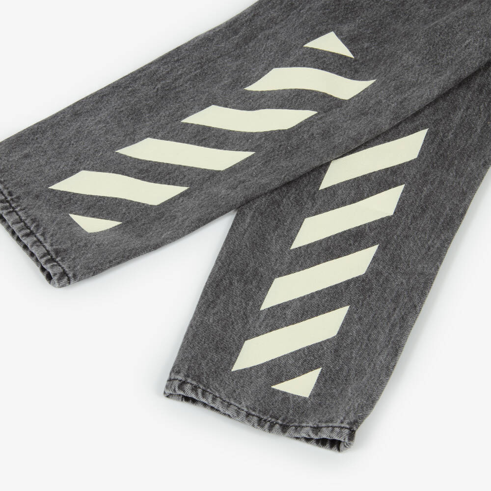 Off-White-Джинсы деним с логотипом для мальчиков угольного цвета | Childrensalon Outlet