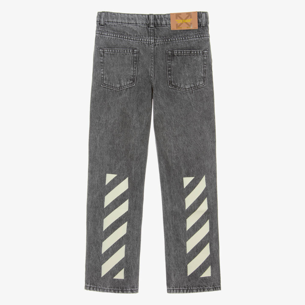 Off-White-Джинсы деним с логотипом для мальчиков угольного цвета | Childrensalon Outlet