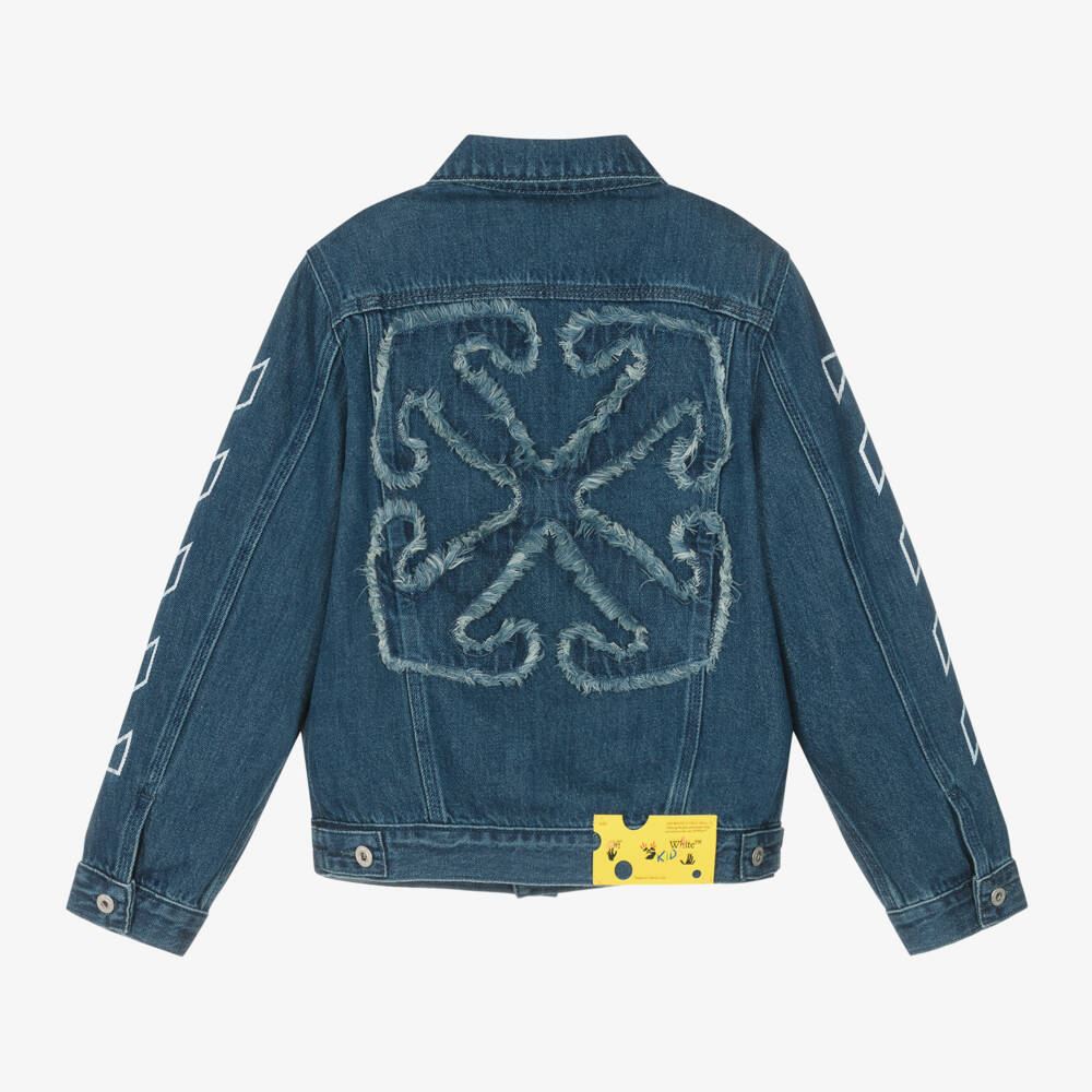 Off-White-Синяя джинсовая куртка с книжным патчем для мальчиков | Childrensalon Outlet