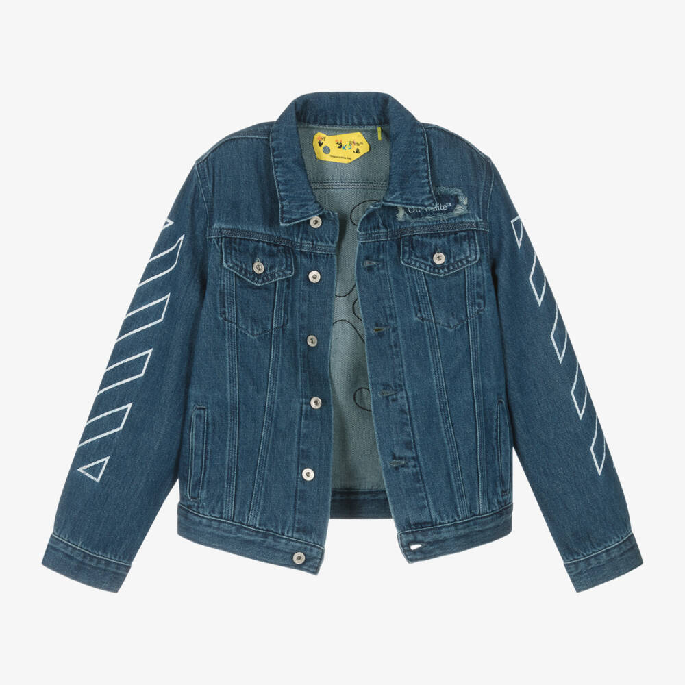 Off-White-Синяя джинсовая куртка с книжным патчем для мальчиков | Childrensalon Outlet