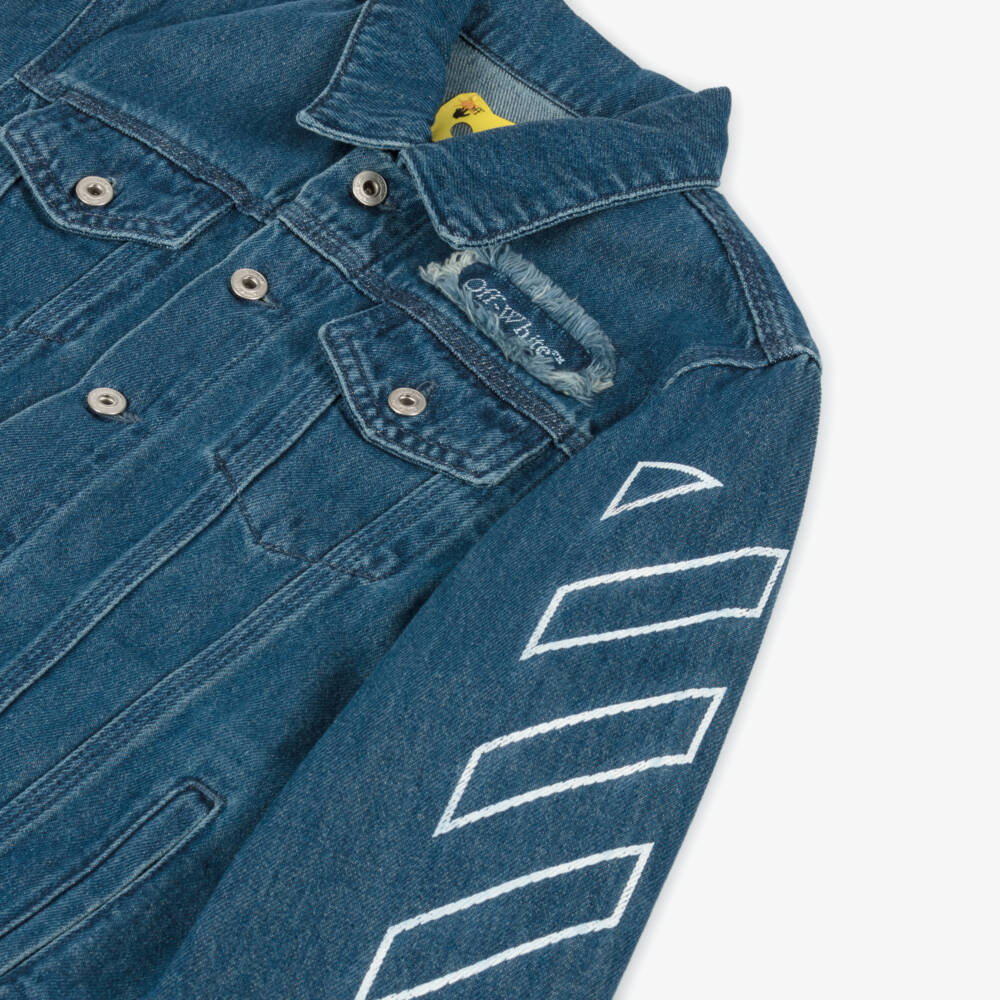 Off-White-Синяя джинсовая куртка с книжным патчем для мальчиков | Childrensalon Outlet