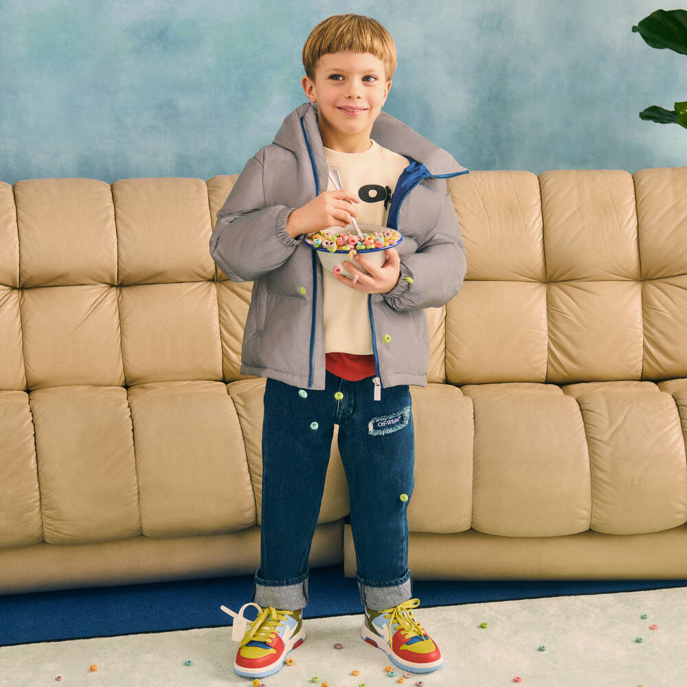 Off-White-Boys Denim Jeans with Logo Patch | Childrensalon Outlet