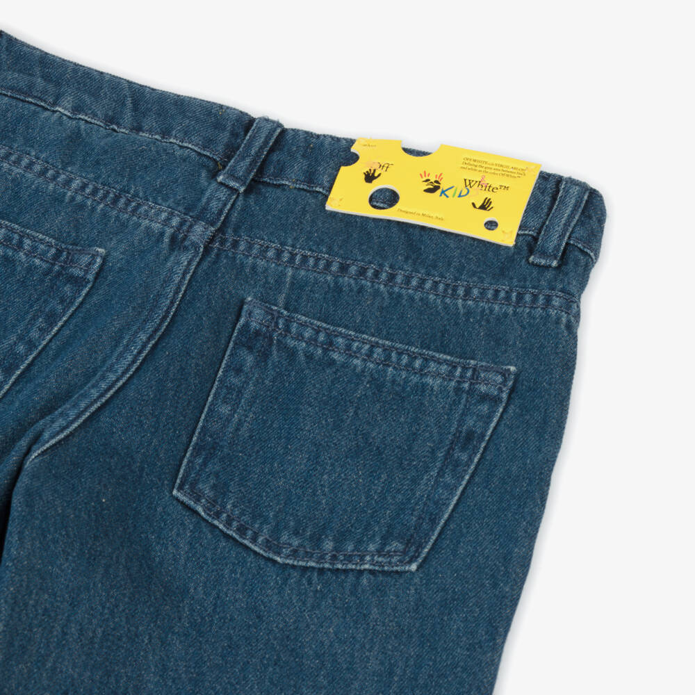 Off-White-Boys Denim Jeans with Logo Patch | Childrensalon Outlet