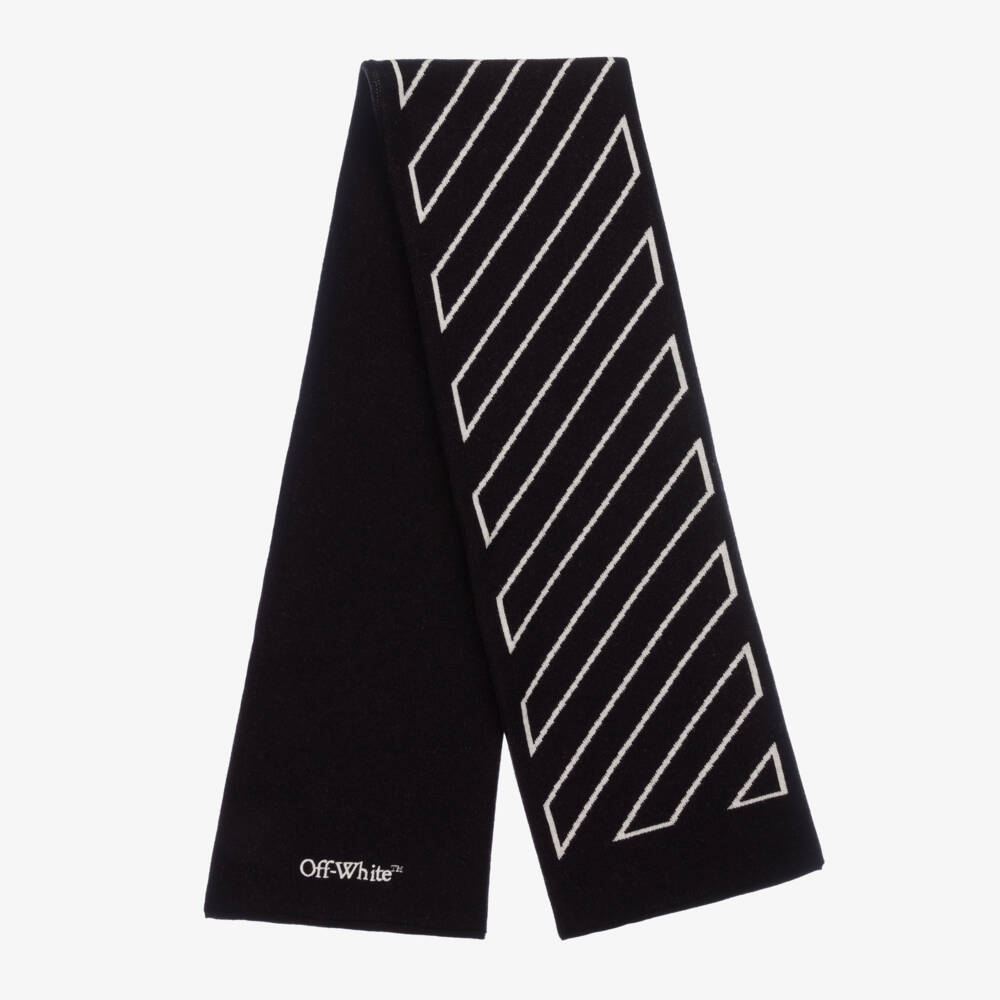 Off-White-Boys Diagonal Knit Wool Scarf | Childrensalon Outlet