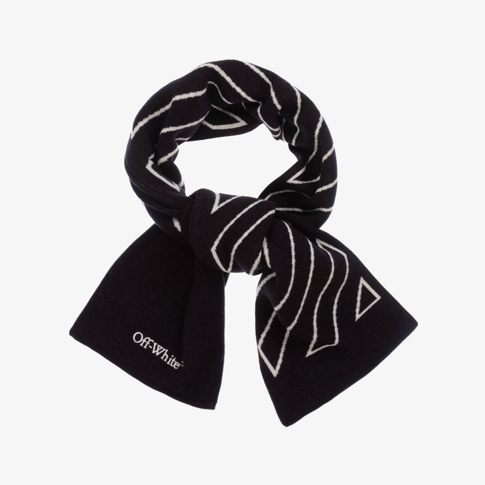 Off-White-Boys Diagonal Knit Wool Scarf | Childrensalon Outlet