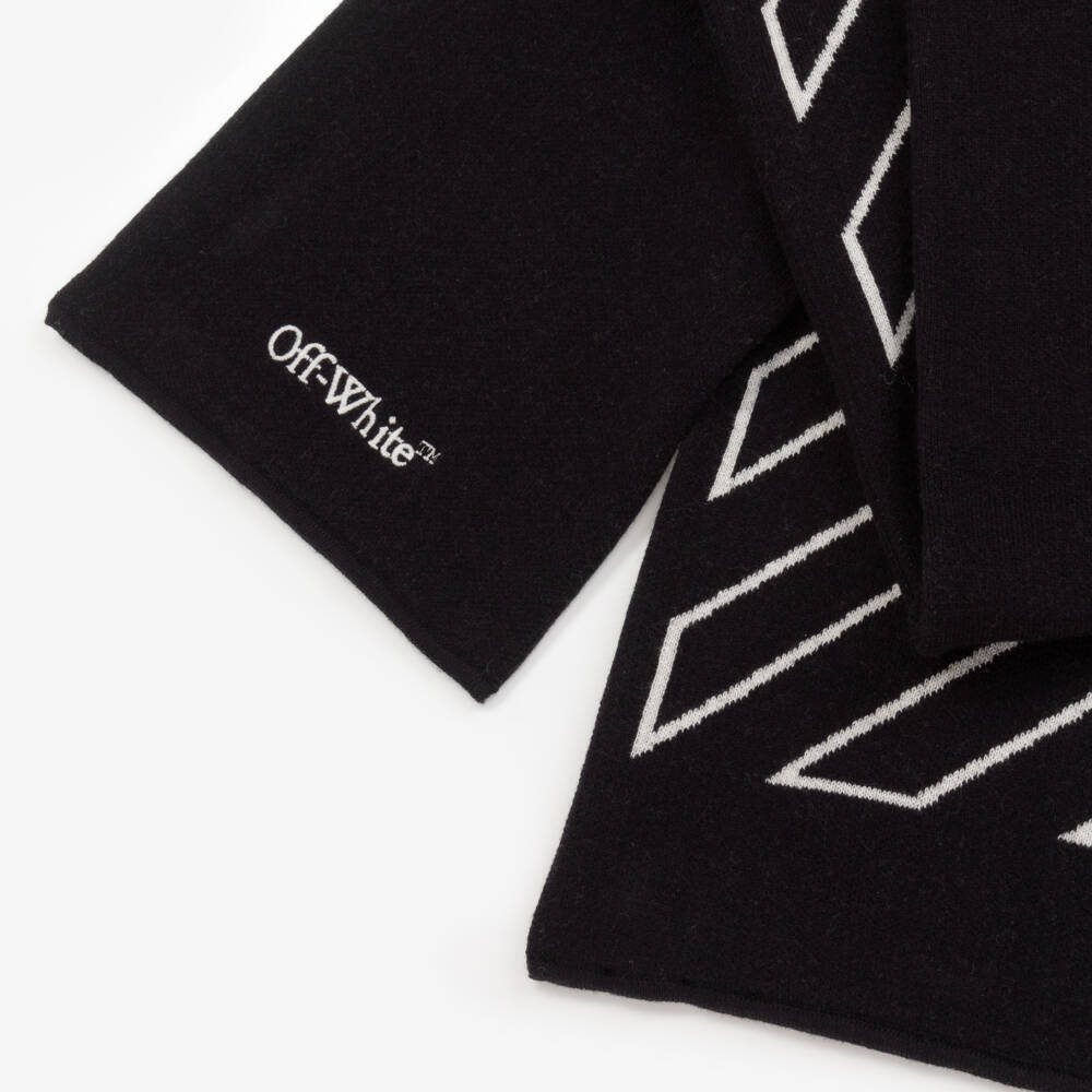 Off-White-Boys Diagonal Knit Wool Scarf | Childrensalon Outlet