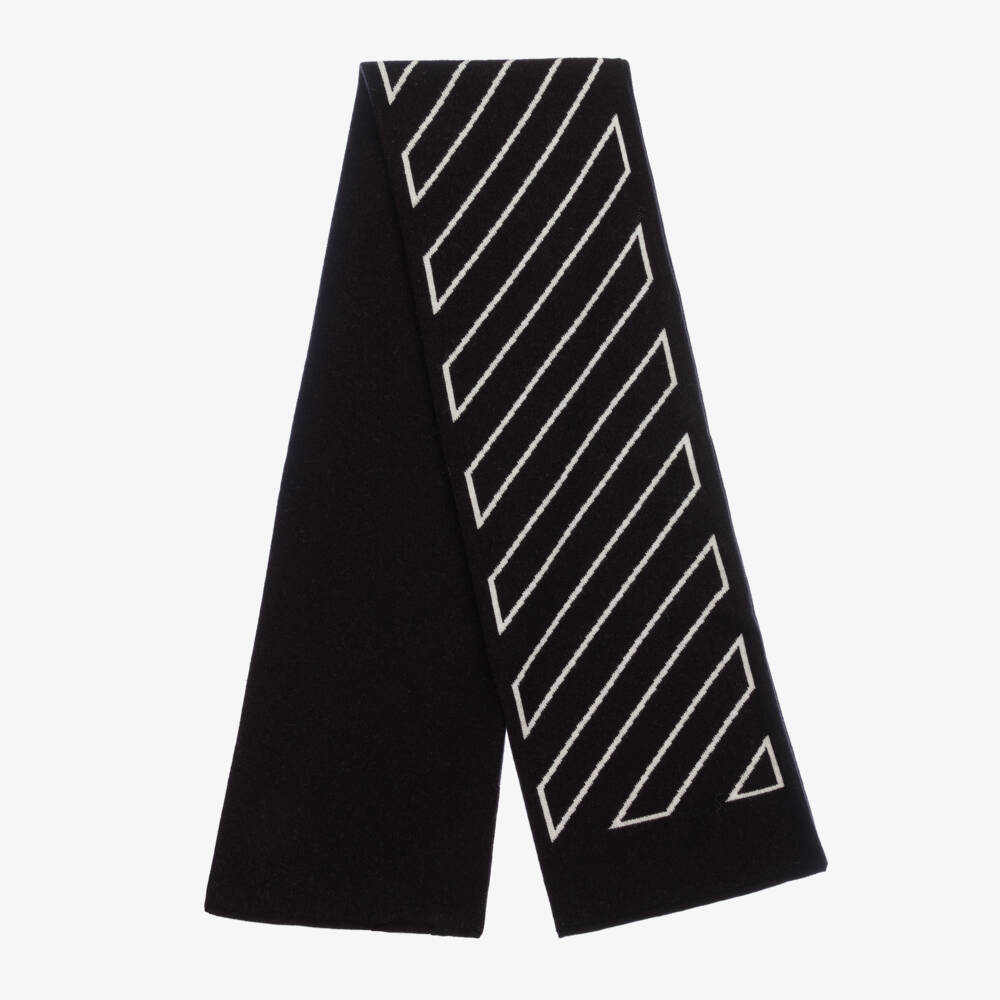 Off-White-Boys Diagonal Knit Wool Scarf | Childrensalon Outlet