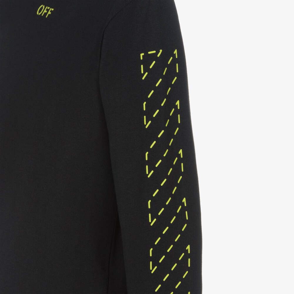 Off-White-Boys Graphic Black Cotton Top | Childrensalon Outlet