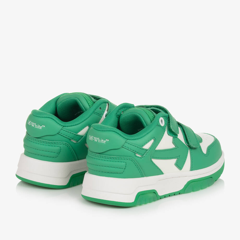 Off-White-Boys Green & White Leather Trainers | Childrensalon Outlet