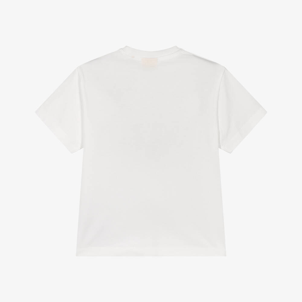 Off-White-Boys Ivory Cotton Bookish Splat Logo T-Shirt | Childrensalon Outlet