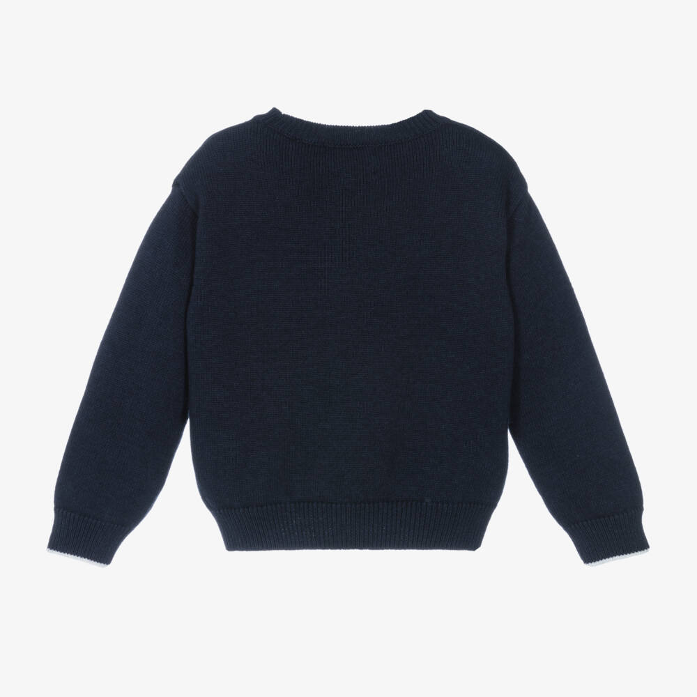 Off-White-Boys Navy Wool-Blend Jumper | Childrensalon Outlet