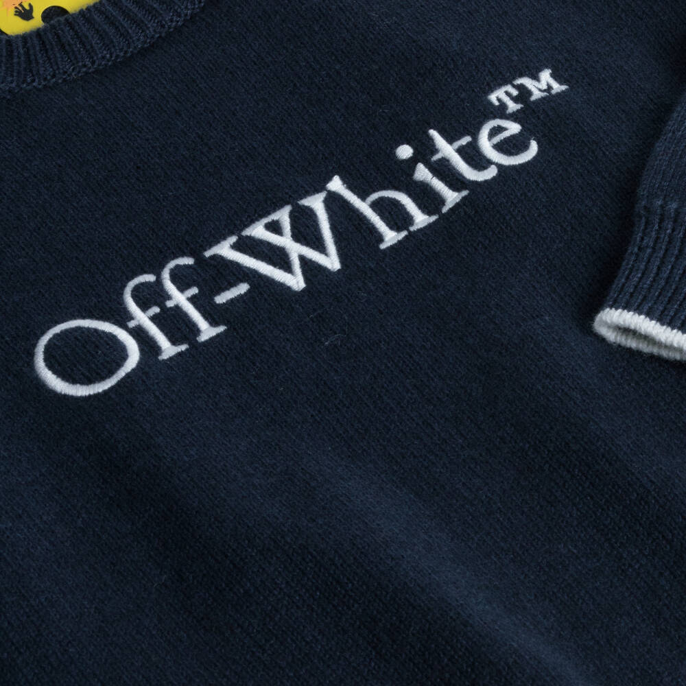 Off-White-Boys Navy Wool-Blend Jumper | Childrensalon Outlet