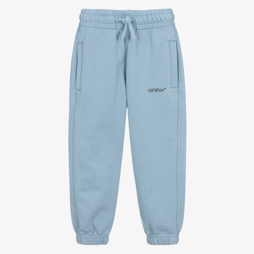 Off-White-Boys Pale Blue Cotton Jersey Joggers | Childrensalon Outlet