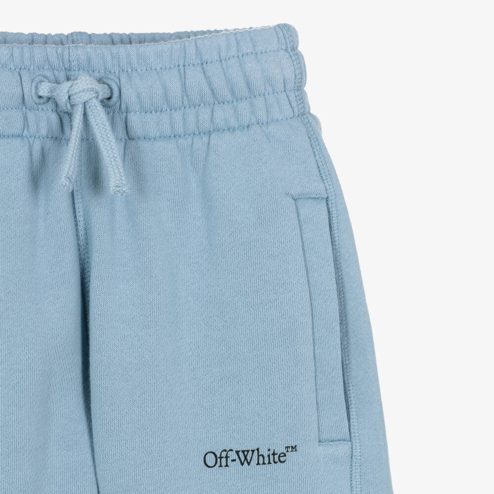 Off-White-Boys Pale Blue Cotton Jersey Joggers | Childrensalon Outlet