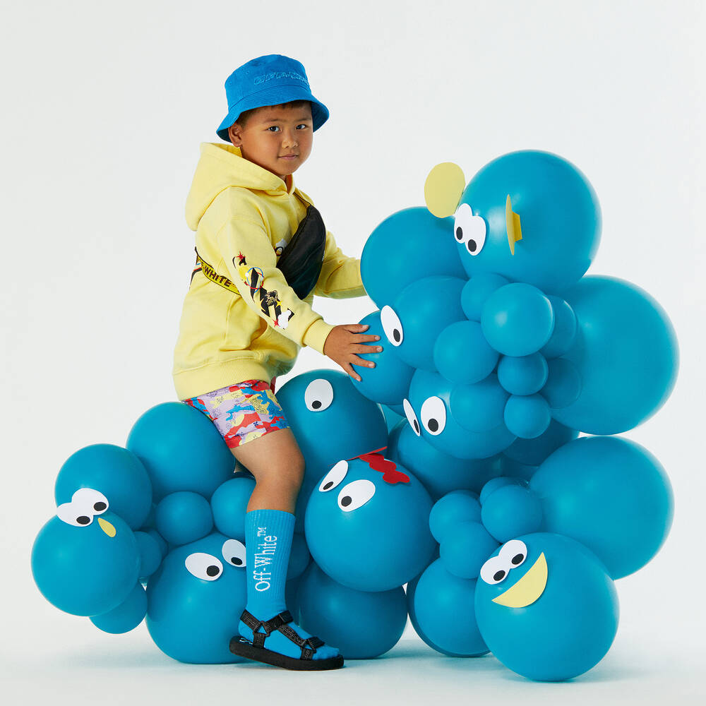 Off-White-Boys Red & Purple Abstract Logo Shorts | Childrensalon Outlet