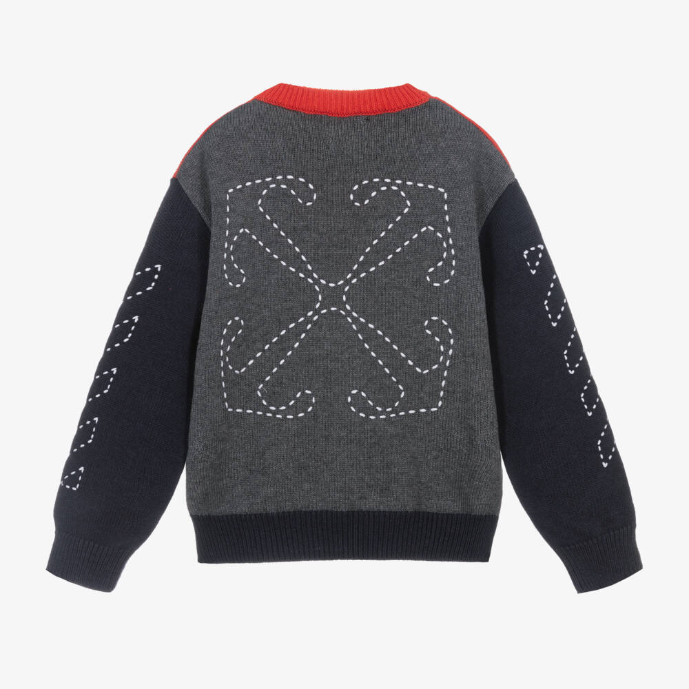 Off-White-Boys Red Wool Blend Sweater | Childrensalon Outlet