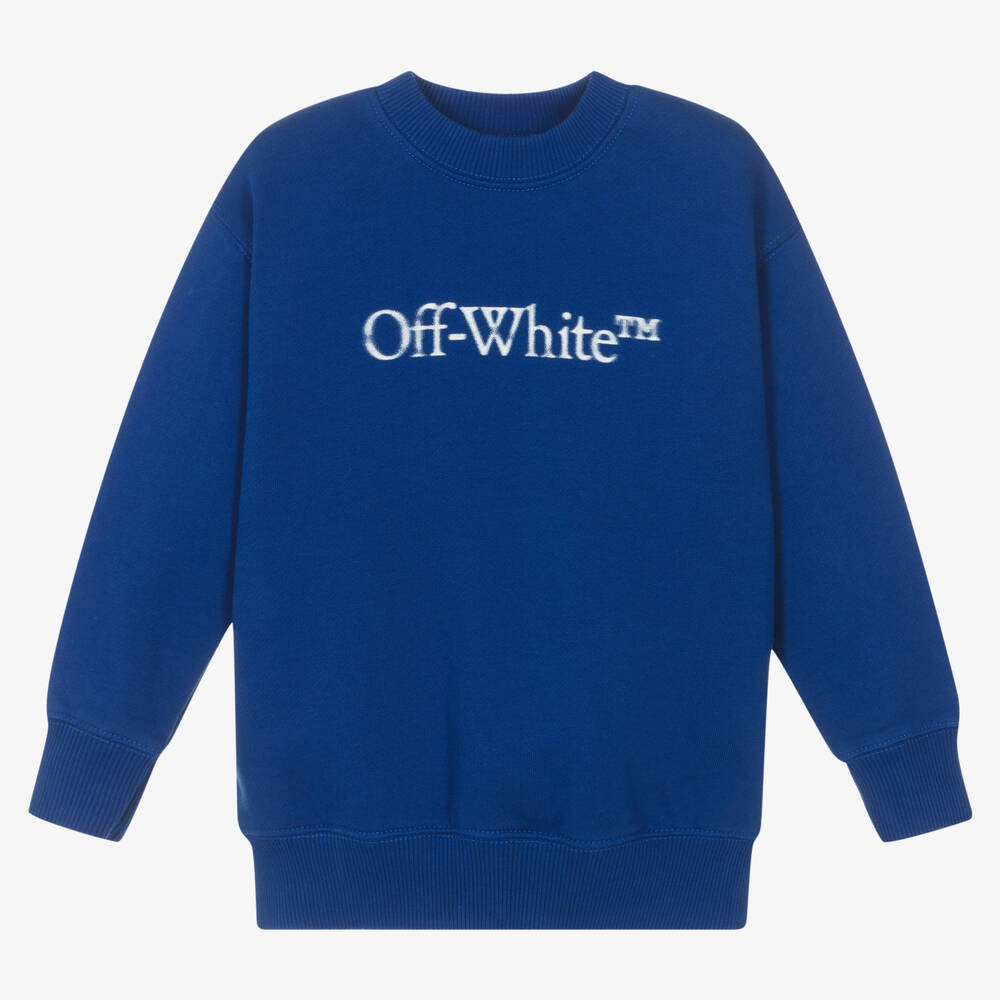 Off-White - Boys Royal Blue Cotton Sweatshirt | Childrensalon