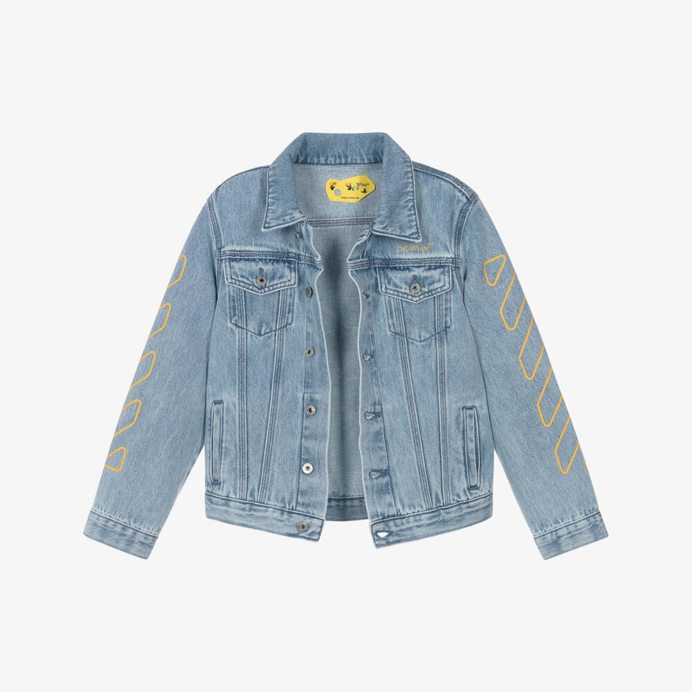 Off-White-Джинсовая куртка небесно-голубого цвета для мальчиков | Childrensalon Outlet