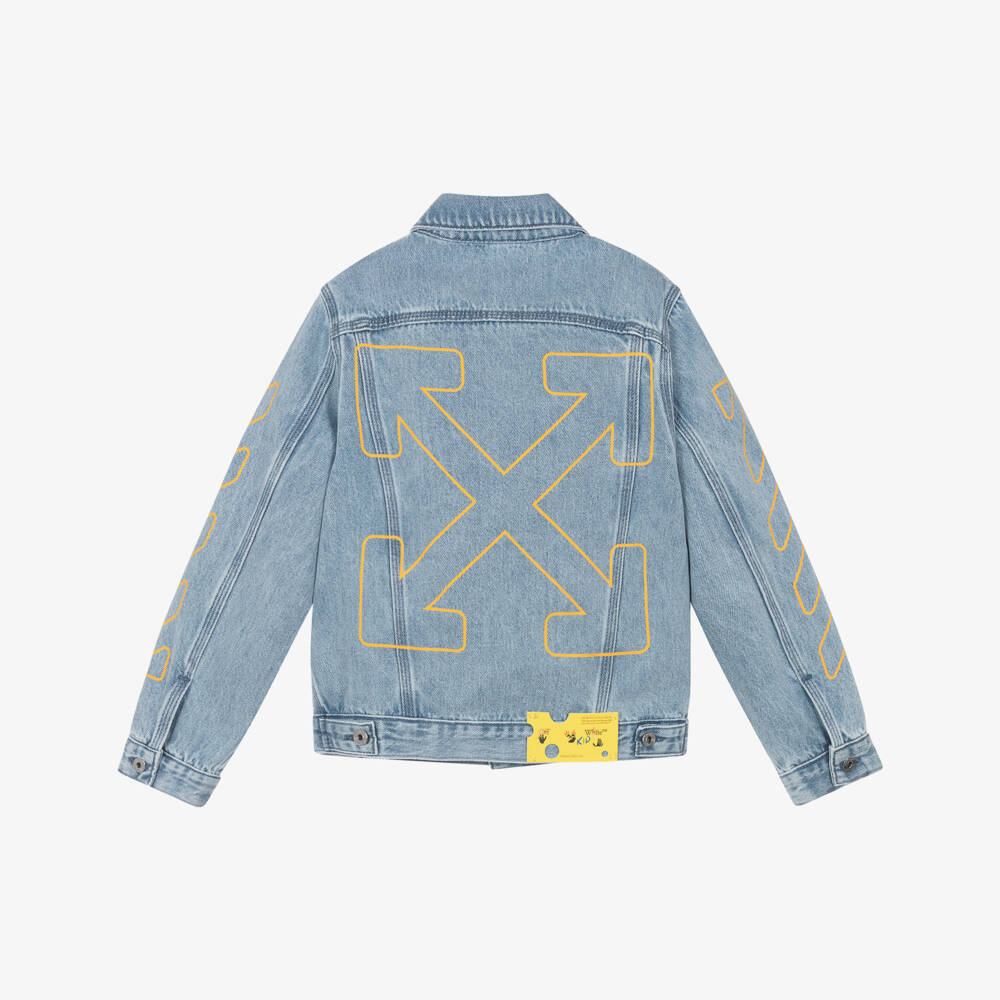Off-White-Джинсовая куртка небесно-голубого цвета для мальчиков | Childrensalon Outlet