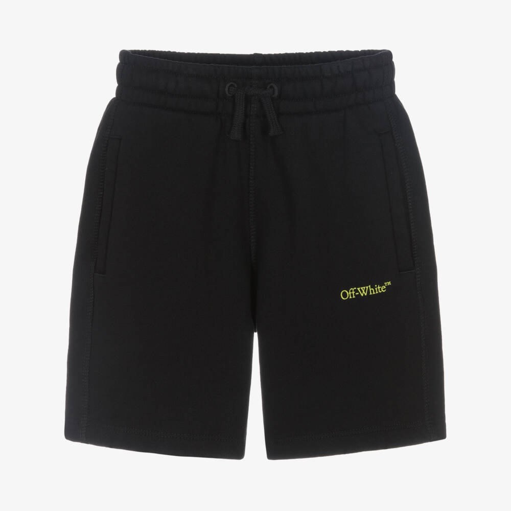 Off-White-Boys Sporty Black Graphic Shorts | Childrensalon Outlet