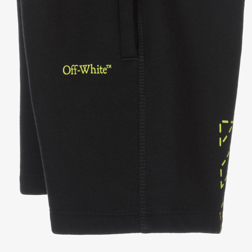 Off-White-Boys Sporty Black Graphic Shorts | Childrensalon Outlet