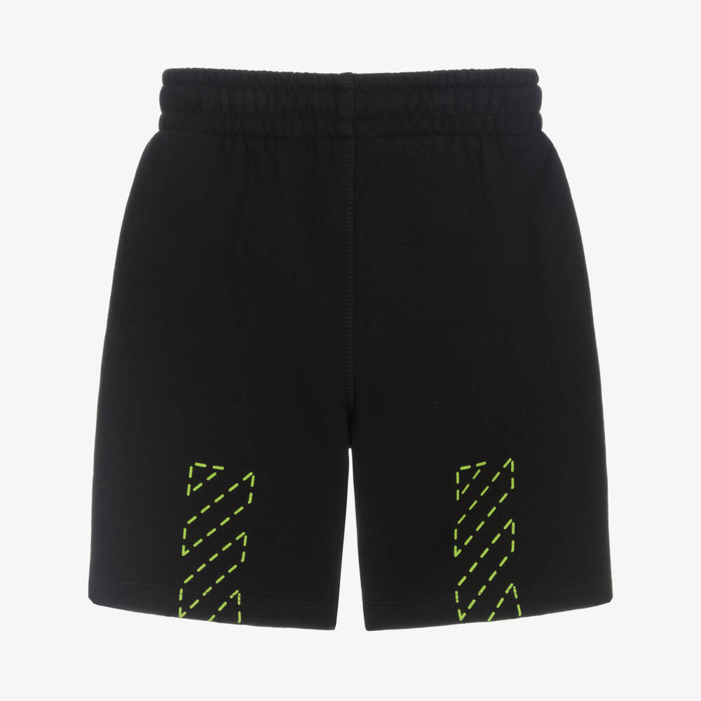Off-White-Boys Sporty Black Graphic Shorts | Childrensalon Outlet