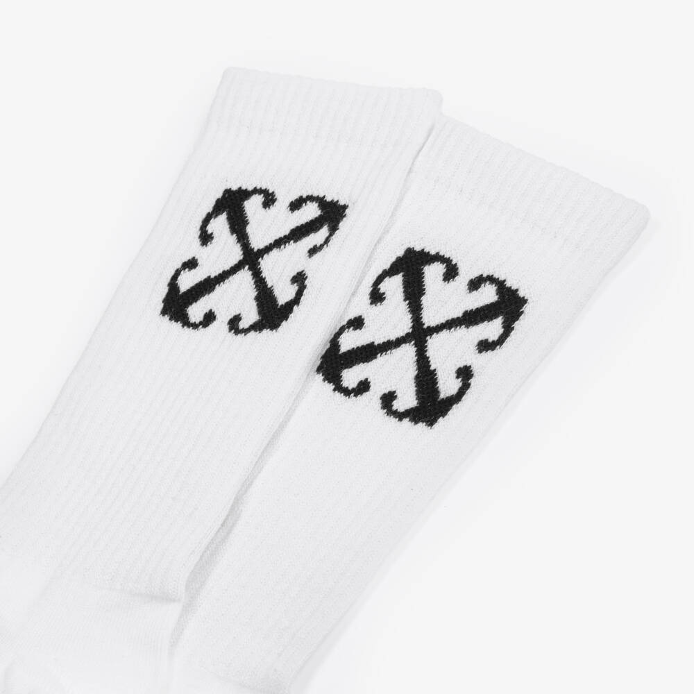 Off-White-Boys White Cotton Logo Socks | Childrensalon Outlet