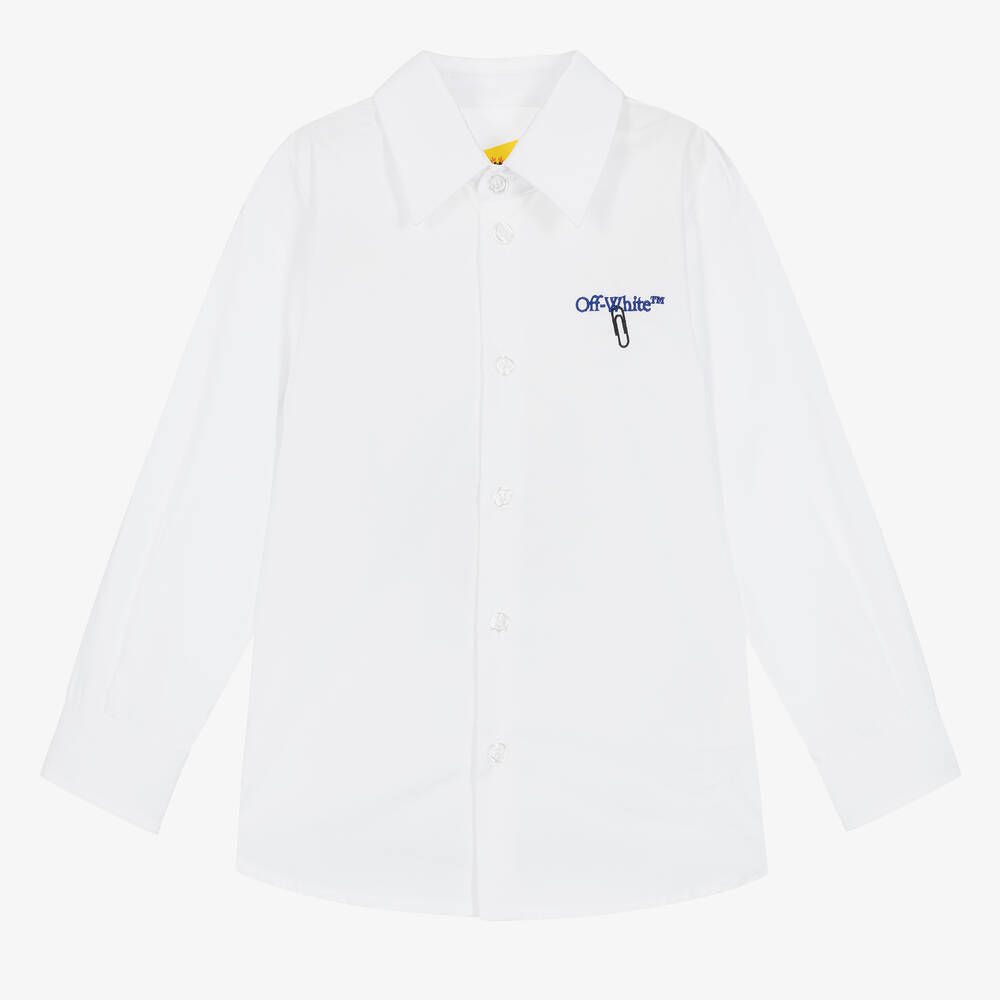 Boys White Cotton Shirt