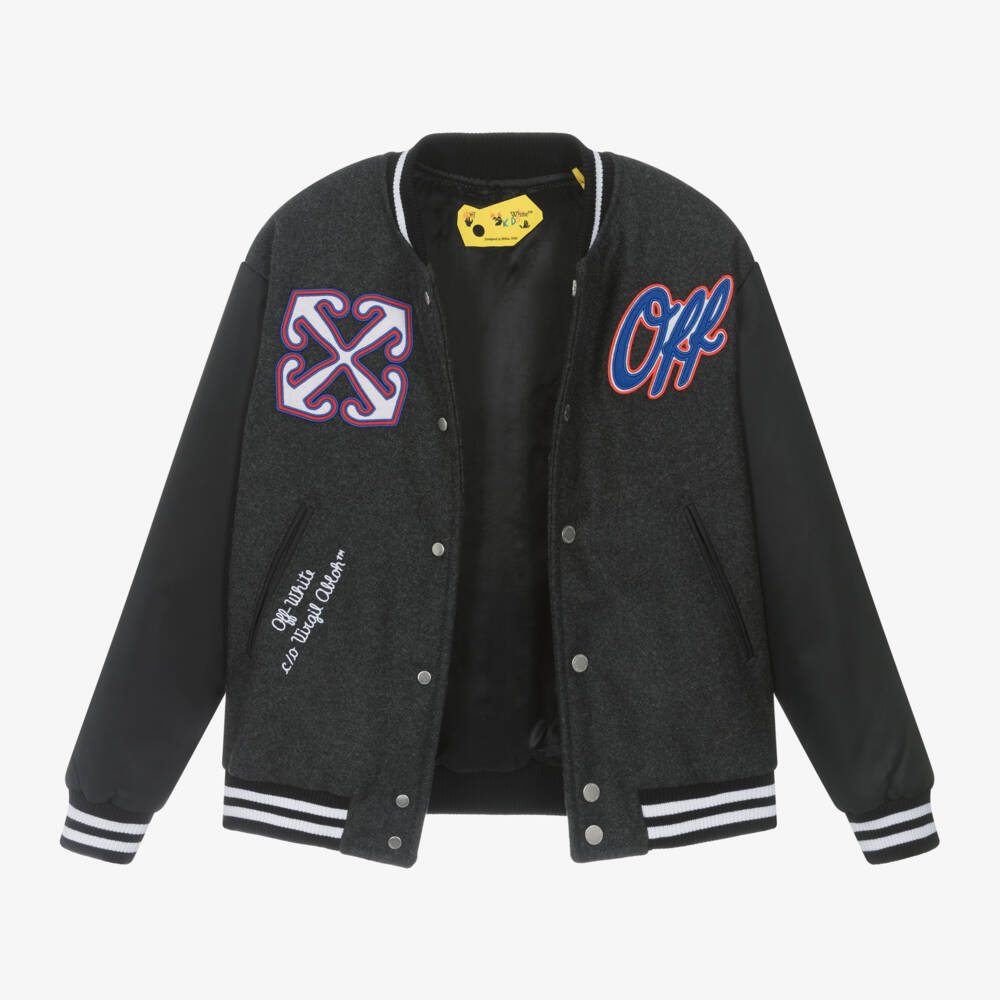 أوف وايت-جاكيت فارسيتي صوف لون أسود للأولاد | Childrensalon Outlet