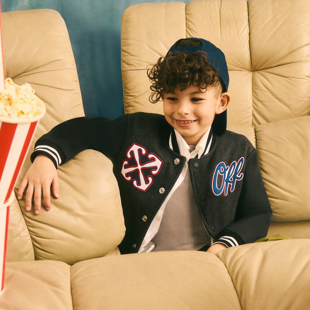 أوف وايت-جاكيت فارسيتي صوف لون أسود للأولاد | Childrensalon Outlet