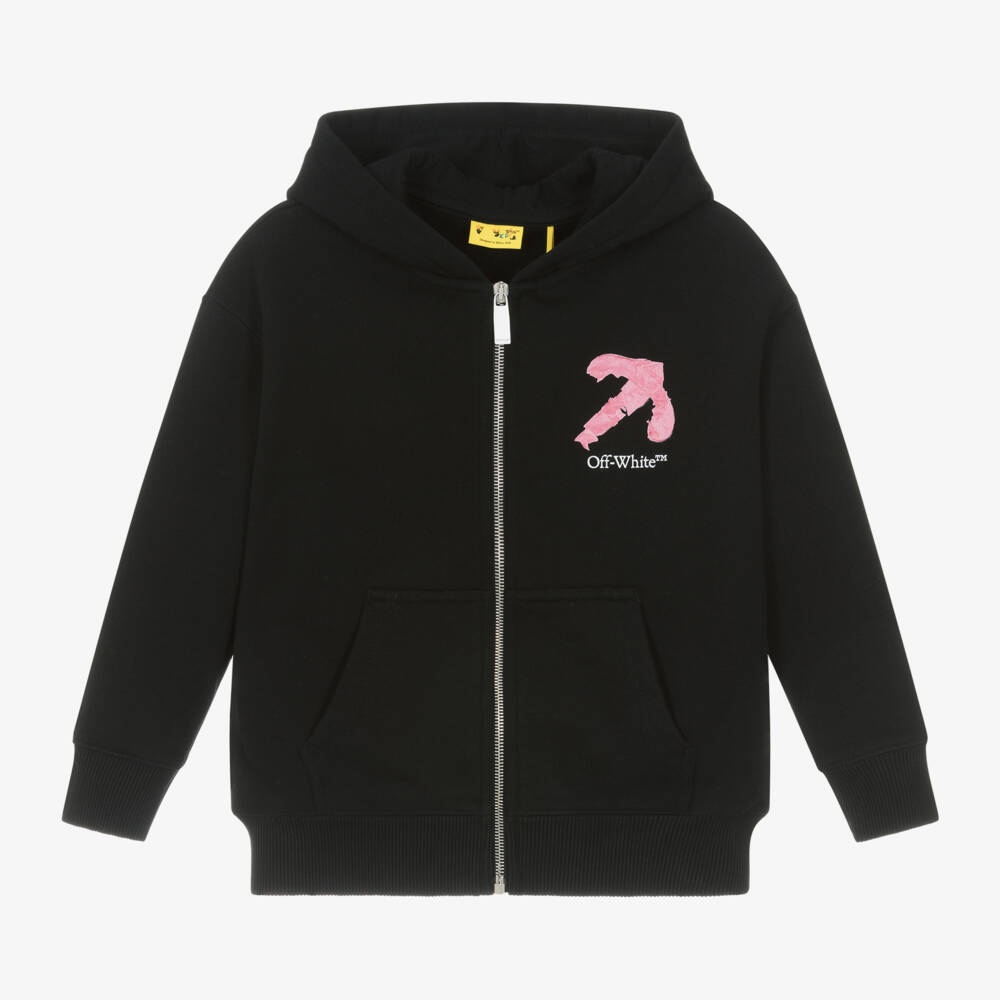 Off-White-Girls Black Cotton Logo Hoodie | Childrensalon Outlet