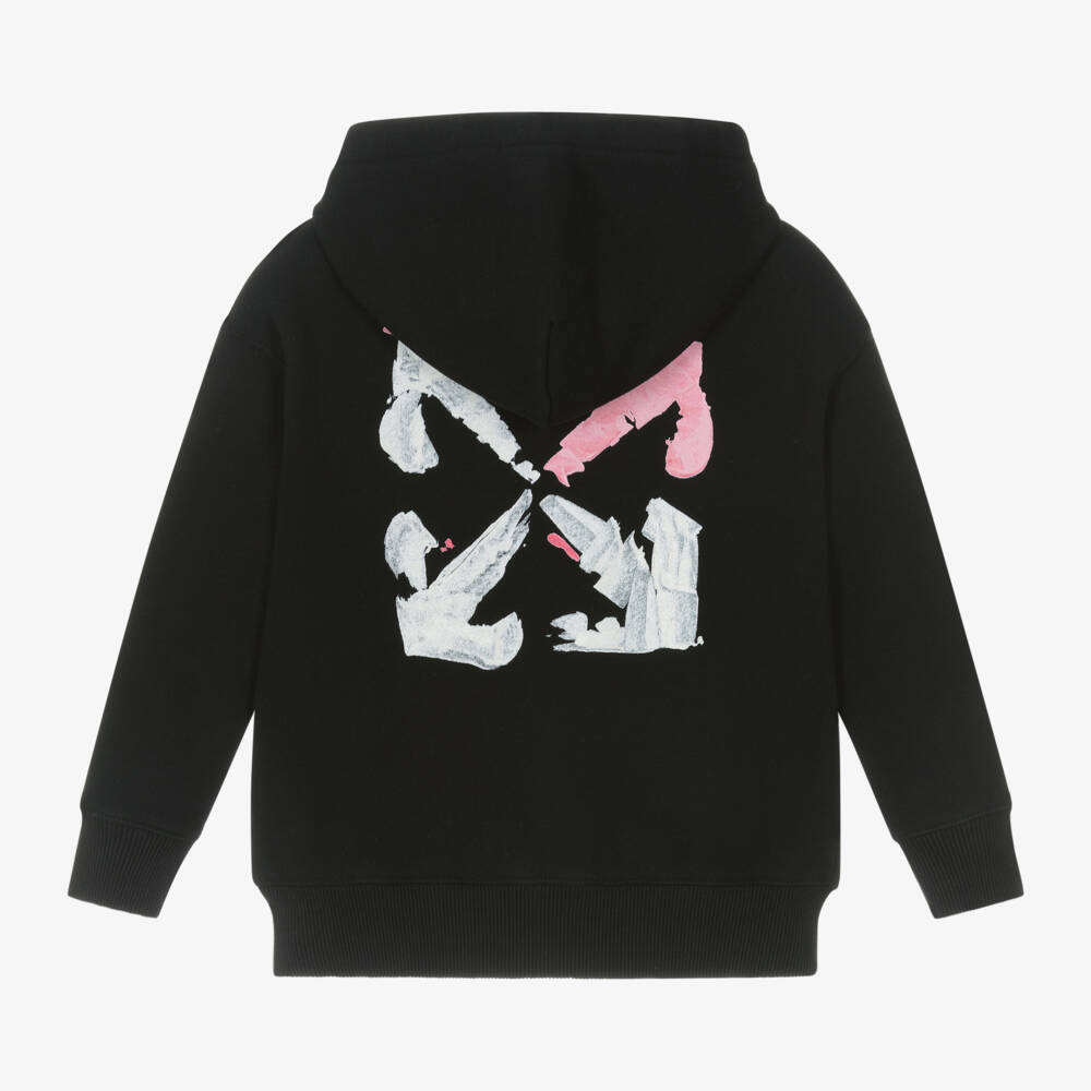 Off-White-Girls Black Cotton Logo Hoodie | Childrensalon Outlet
