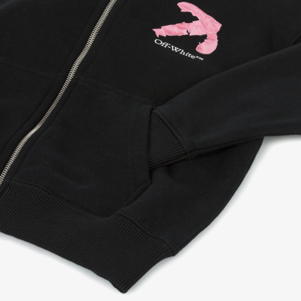 Off-White-Girls Black Cotton Logo Hoodie | Childrensalon Outlet