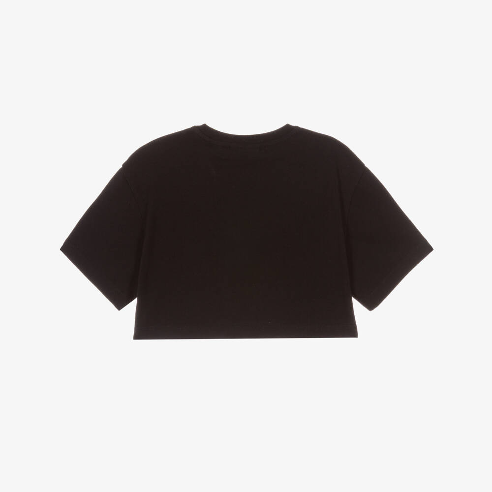 Off-White-Girls Black Cotton Rhinestone Arrow T-Shirt | Childrensalon Outlet