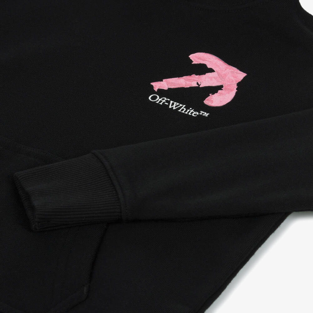 Off-White-Girls Black Hooded Logo Dress | Childrensalon Outlet