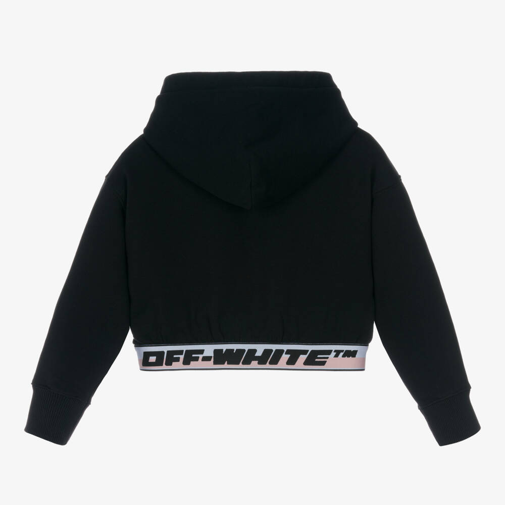 Off-White-Girls Black Industrial Logo Hoodie | Childrensalon Outlet