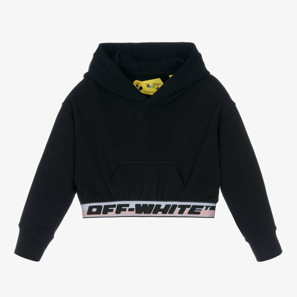 Off-White-Girls Black Industrial Logo Hoodie | Childrensalon Outlet