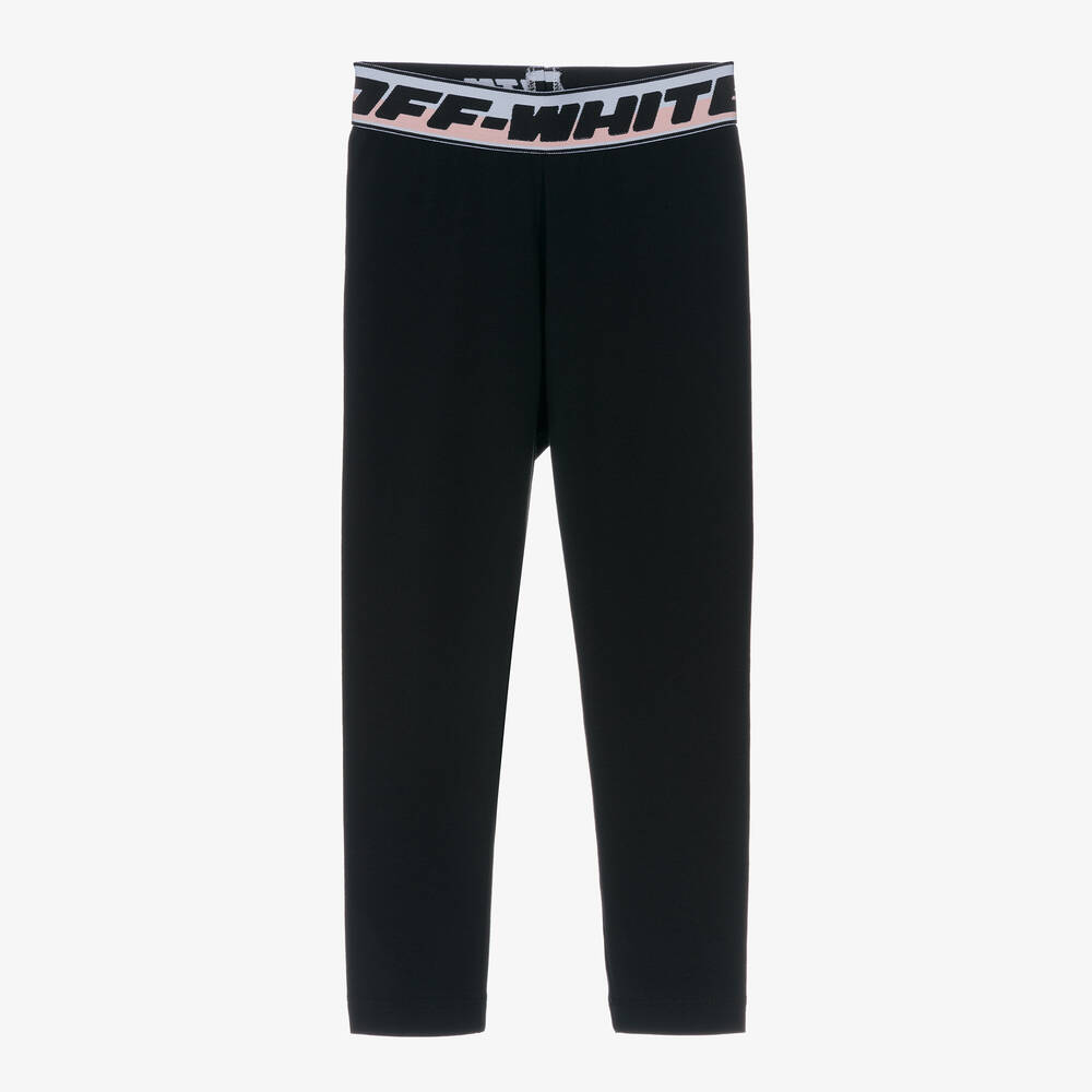 Off-White - Girls Black Industrial Logo Leggings | Childrensalon