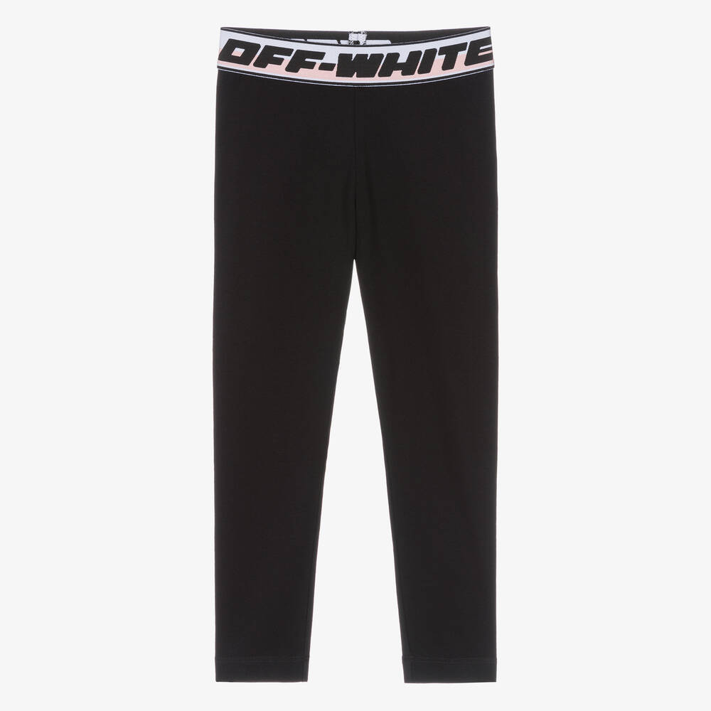 Off-White-Girls Black Industrial Logo Leggings | Childrensalon Outlet