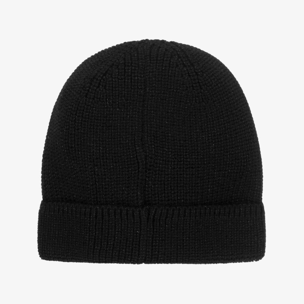 Off-White-Girls Black Knitted Logo Beanie | Childrensalon Outlet