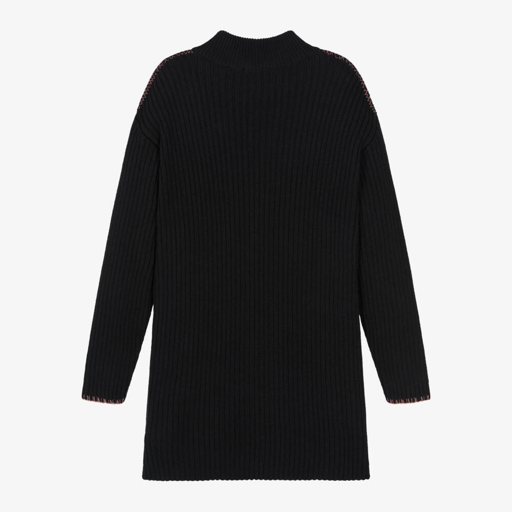 Off-White-Girls Black Wool & Cotton Knit Dress | Childrensalon Outlet