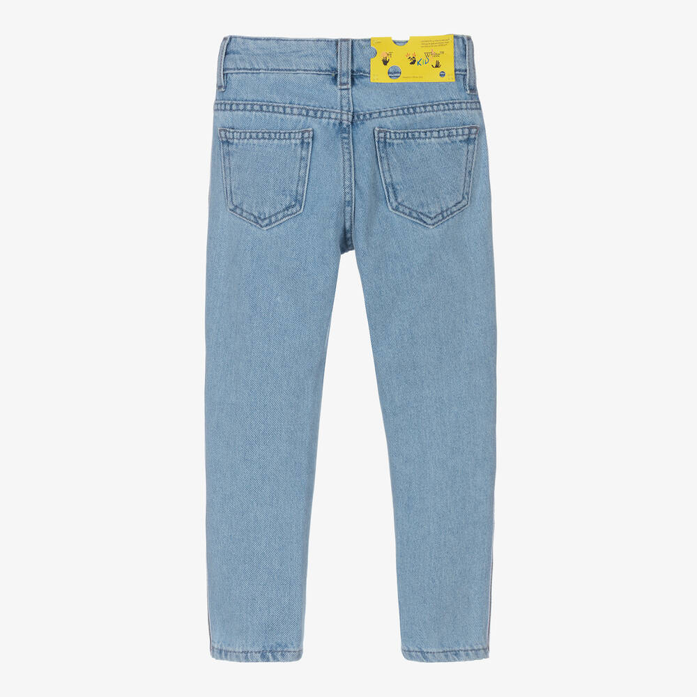 Off White Girls Blue Denim Industrial Logo Jeans Childrensalon