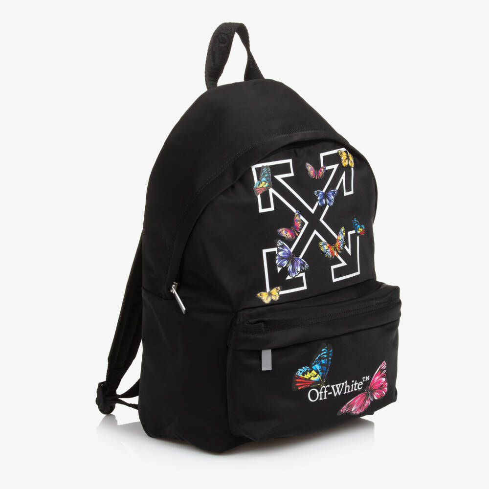 Off-White-Girls Butterfly Accent Black Backpack | Childrensalon Outlet