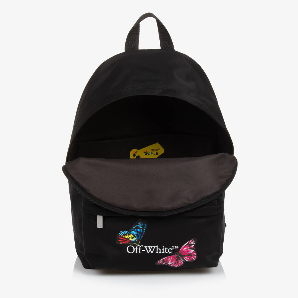 Off-White-Girls Butterfly Accent Black Backpack | Childrensalon Outlet