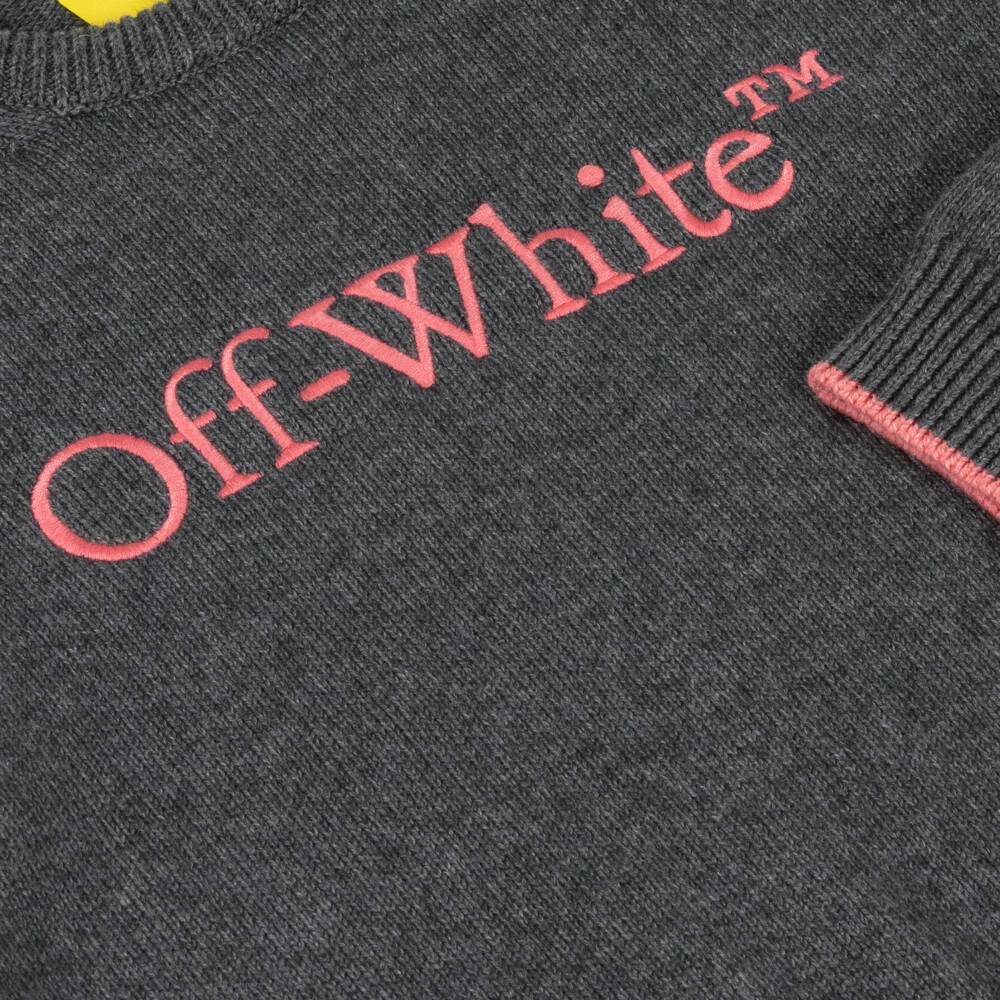 Off-White-Girls Charcoal Wool Blend Jumper | Childrensalon Outlet