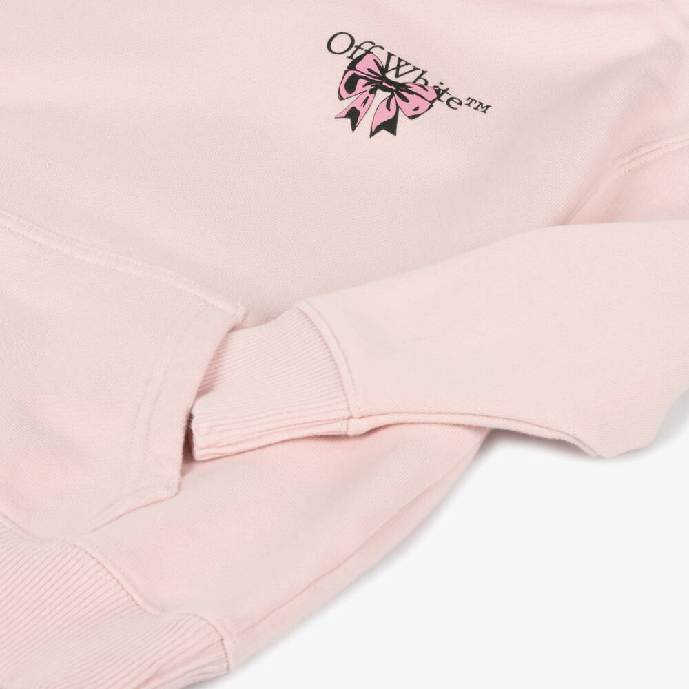 أوف وايت-هودي قطن لون زهري للبنات | Childrensalon Outlet