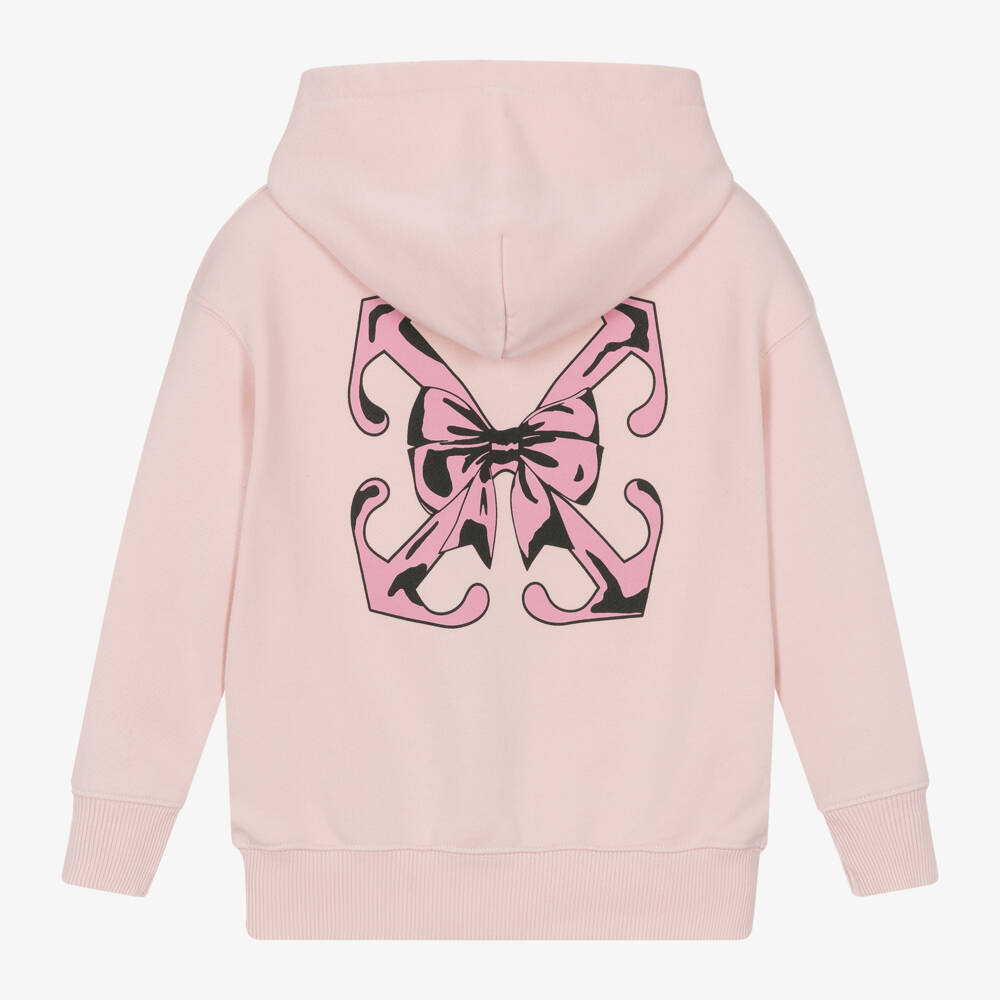 أوف وايت-هودي قطن لون زهري للبنات | Childrensalon Outlet