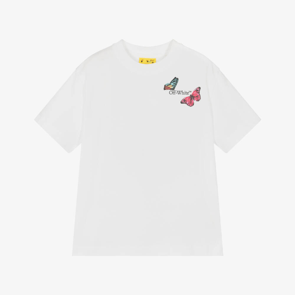 Off-White-تيشيرت قطن للبنات بشعار الفراشة | Childrensalon Outlet